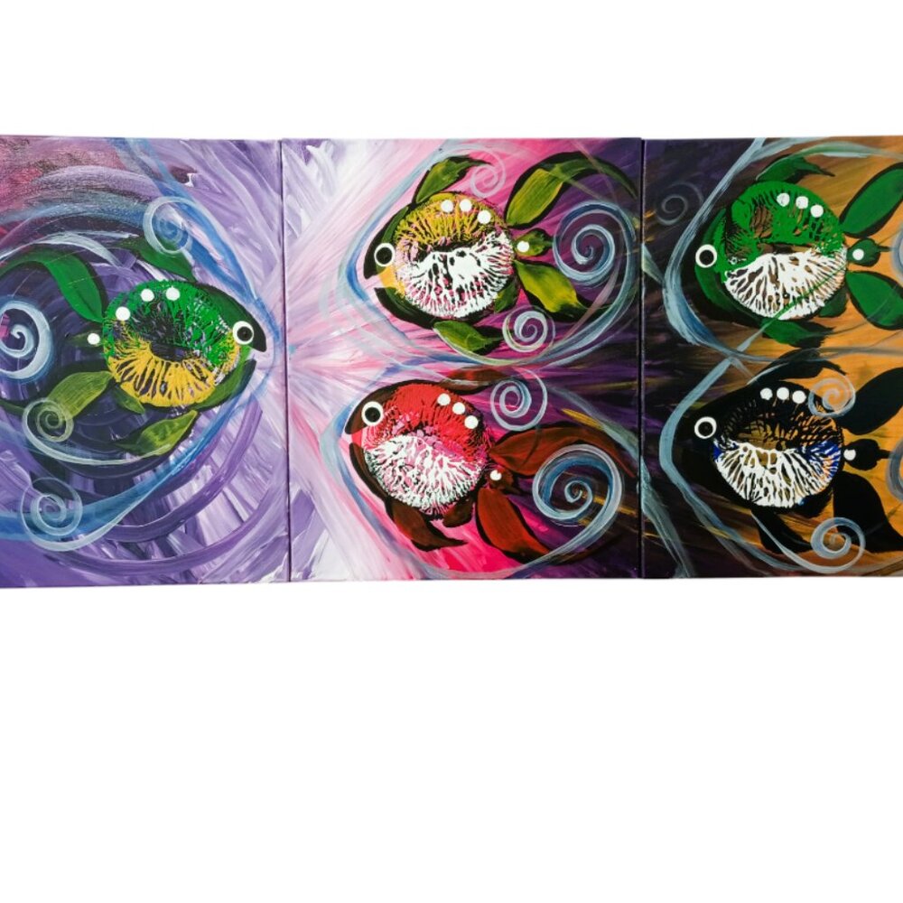 Original Art SIGNED J Vincent Scarpace Fish Painting Abstract 2005 Canvas Decor